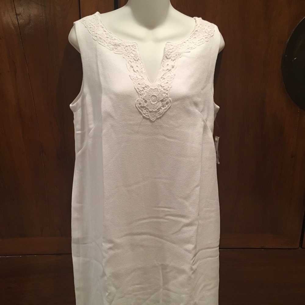 NINE WEST white sleeveless shift dress size 10 NWT